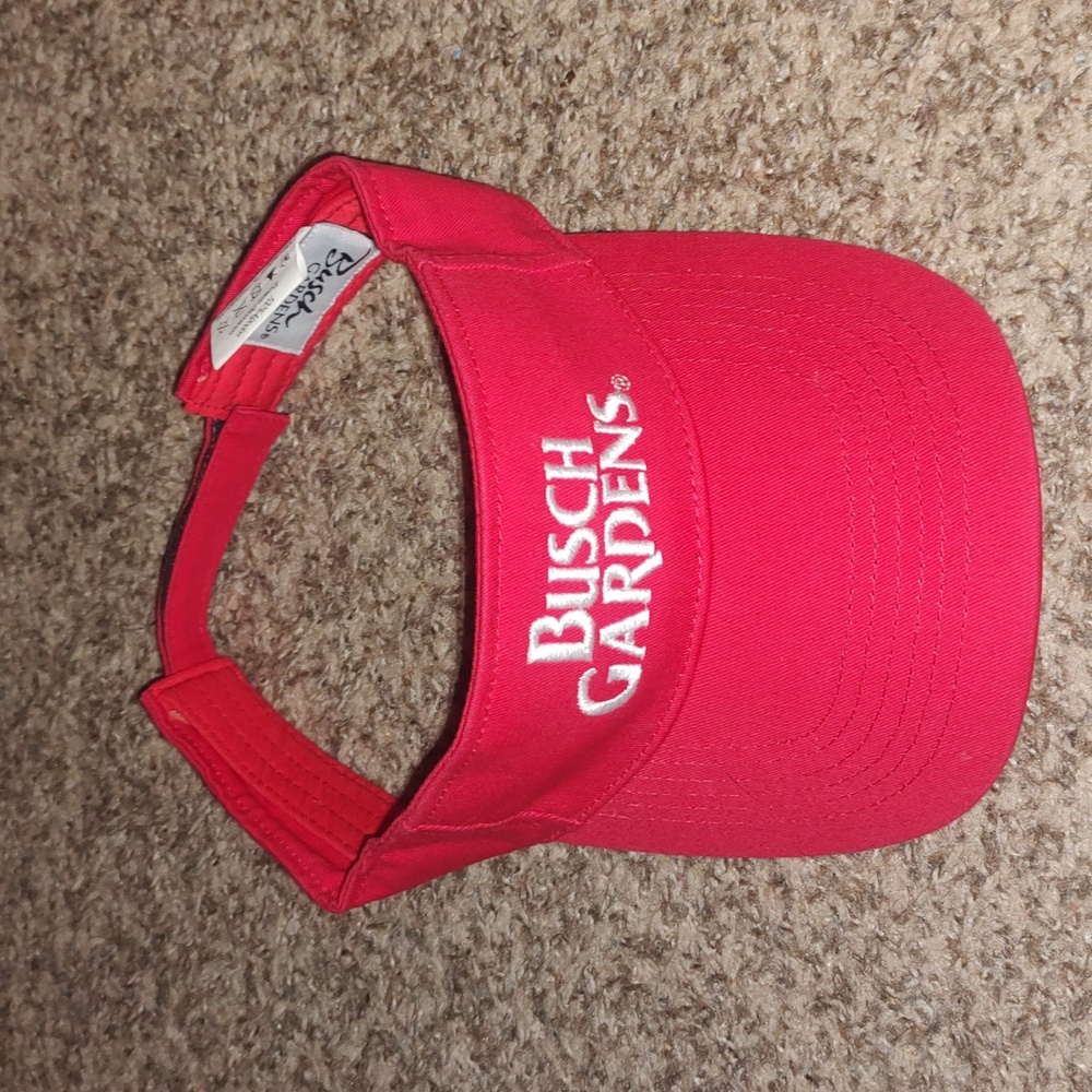 Busch Gardens Embroidered Letters Strapback Golf Visor Red White